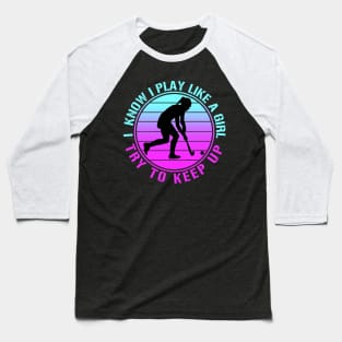 Vintage Hockey Girl Baseball T-Shirt